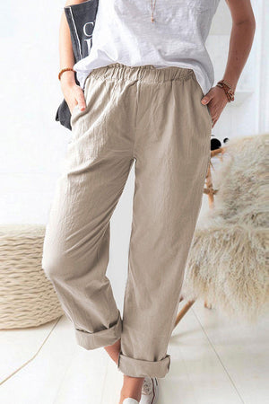 Weekend Stroll Elastic Waist Straight Leg Pants - MXSTUDIO.COM