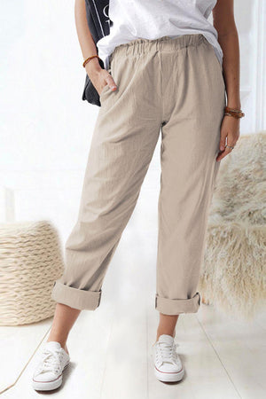 Weekend Stroll Elastic Waist Straight Leg Pants - MXSTUDIO.COM