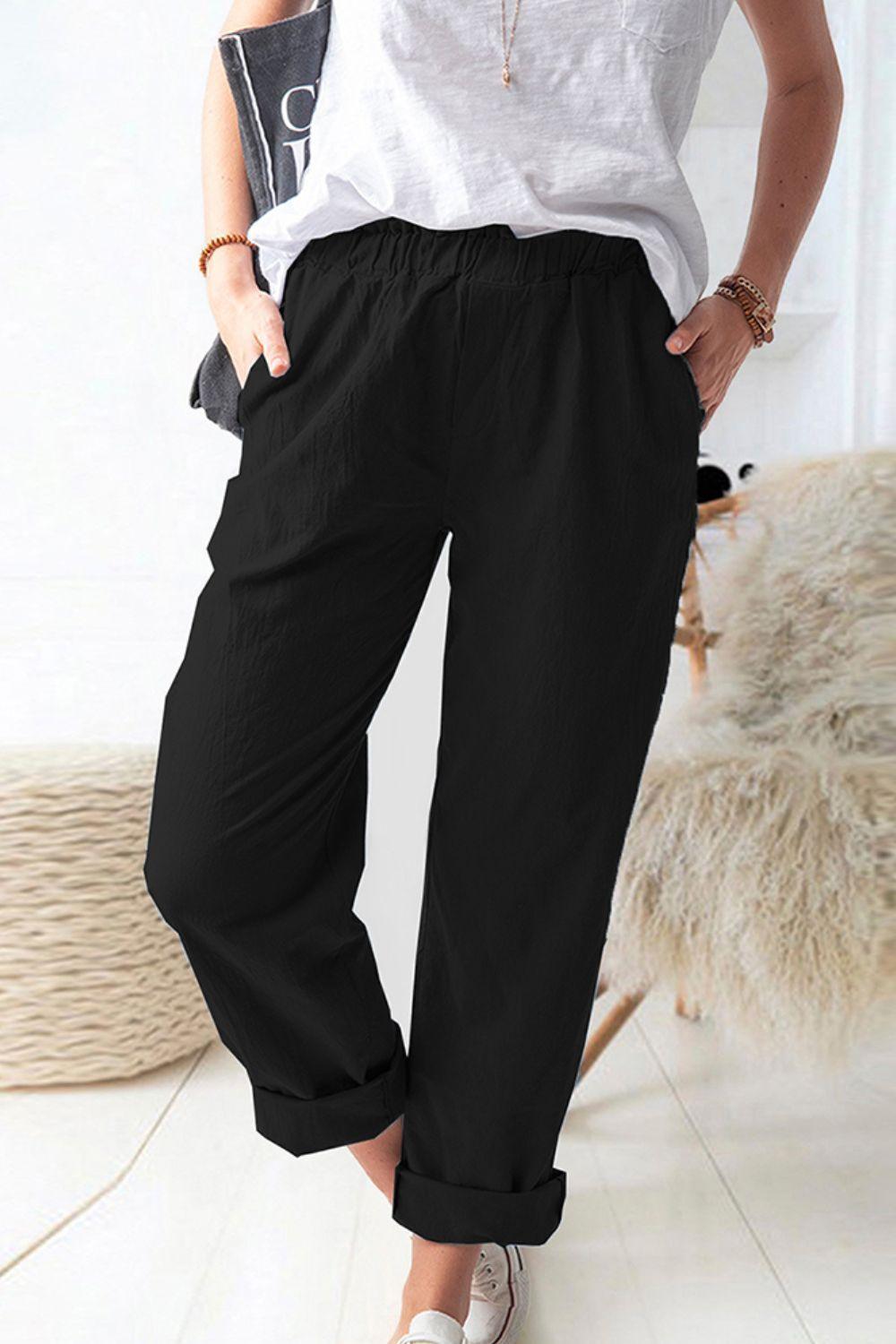 Weekend Stroll Elastic Waist Straight Leg Pants - MXSTUDIO.COM