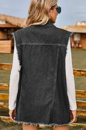 Western Beauty Distressed Denim Vest - MXSTUDIO.COM