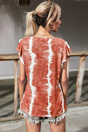 Who Cares Flutter Sleeve Tie-Dye Blouse - MXSTUDIO.COM