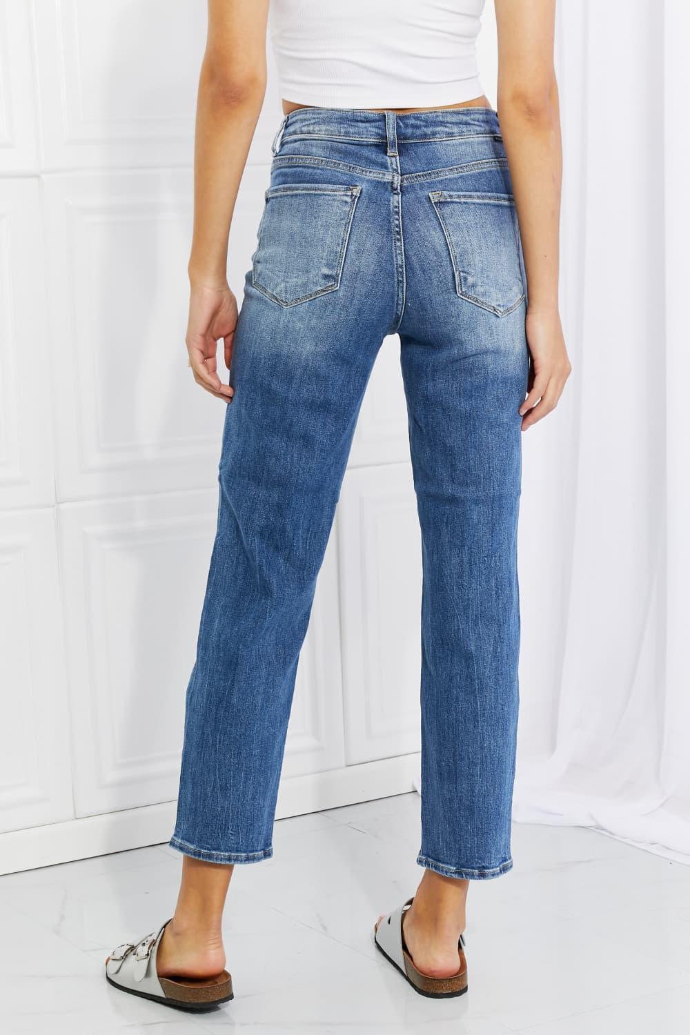 Who Cares High Rise Distressed Straight Leg Jeans - MXSTUDIO.COM