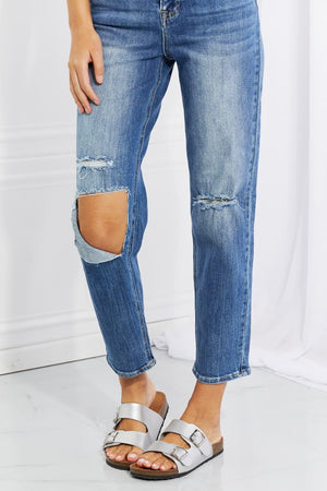Who Cares High Rise Distressed Straight Leg Jeans - MXSTUDIO.COM