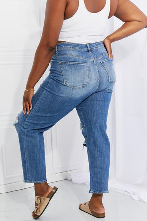 Who Cares High Rise Distressed Straight Leg Jeans - MXSTUDIO.COM