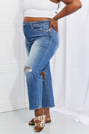 Who Cares High Rise Distressed Straight Leg Jeans - MXSTUDIO.COM