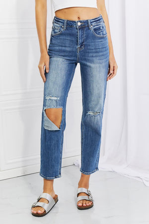 Who Cares High Rise Distressed Straight Leg Jeans - MXSTUDIO.COM