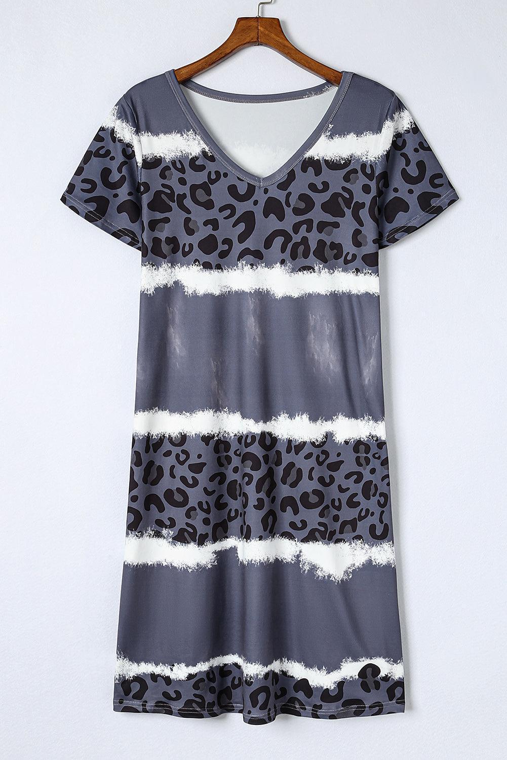 Wild Comfort V-Neck Leopard Print Mini Dress - MXSTUDIO.COM