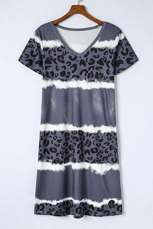 Wild Comfort V-Neck Leopard Print Mini Dress - MXSTUDIO.COM