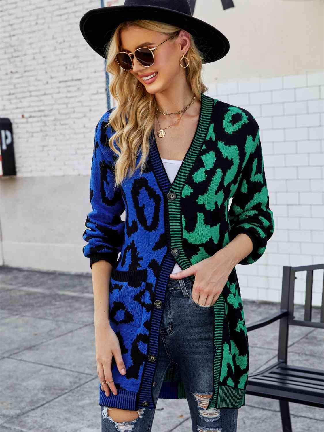 Wild Embrace Leopard Button Long Cardigan - MXSTUDIO.COM