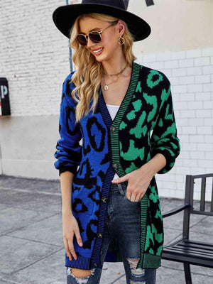 Wild Embrace Leopard Button Long Cardigan - MXSTUDIO.COM