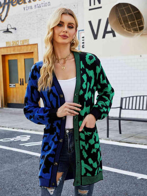 Wild Embrace Leopard Button Long Cardigan - MXSTUDIO.COM