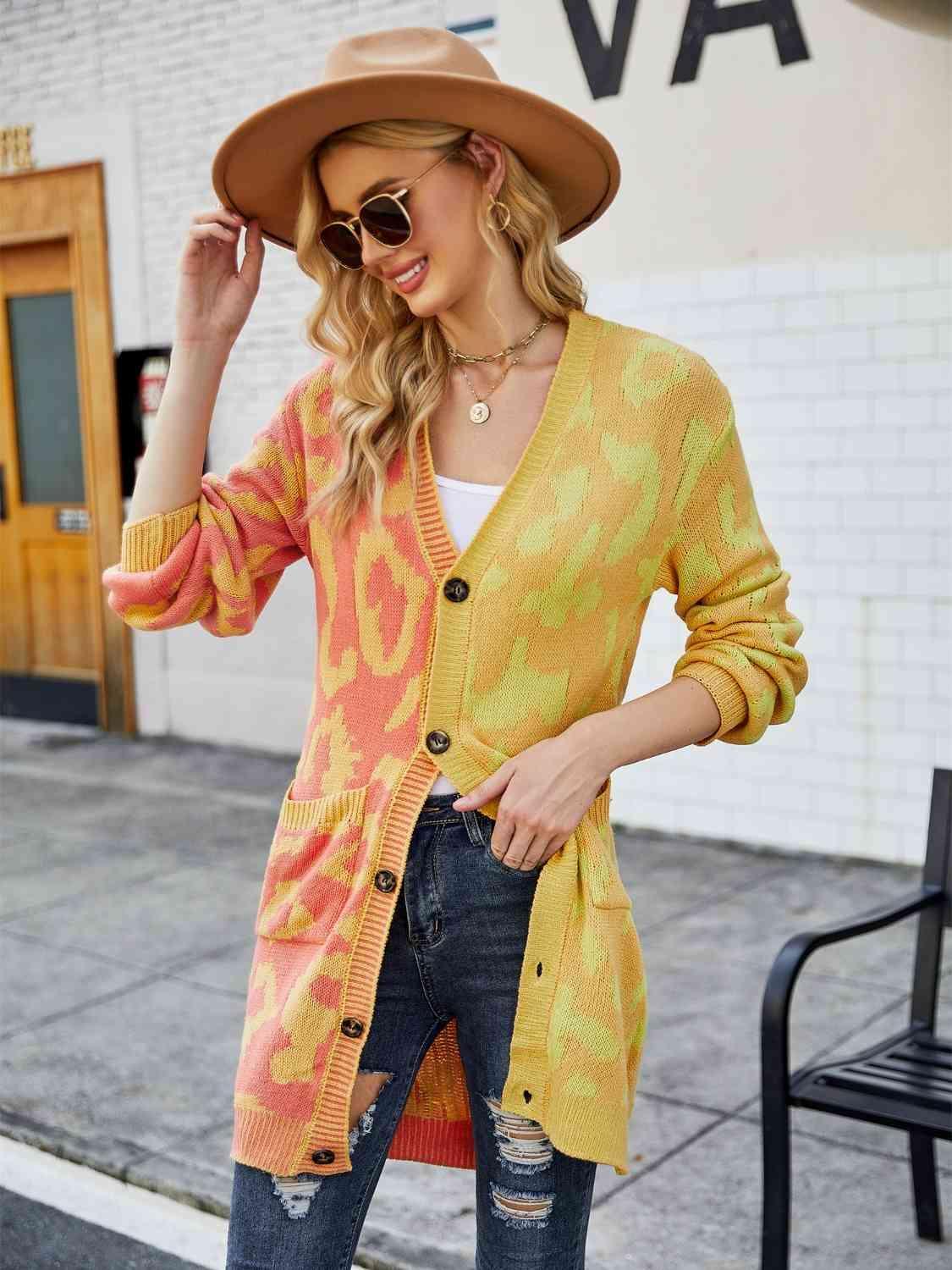 Wild Embrace Leopard Button Long Cardigan - MXSTUDIO.COM