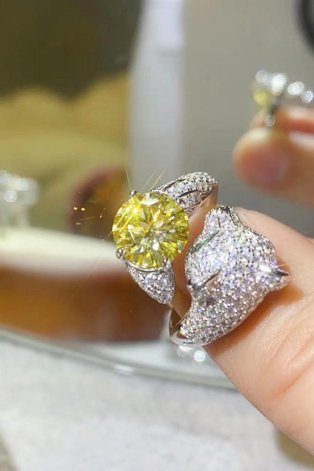 Winsome Animal Bypass 2 Carat Yellow Moissanite Ring - MXSTUDIO.COM
