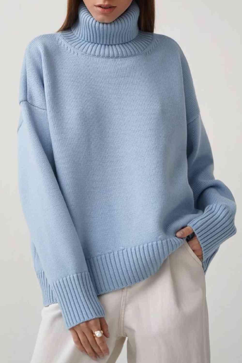 Winter Basic Knit Turtleneck Sweater-MXSTUDIO.COM