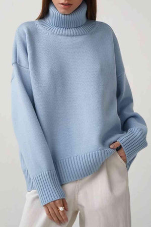 Winter Basic Knit Turtleneck Sweater-MXSTUDIO.COM