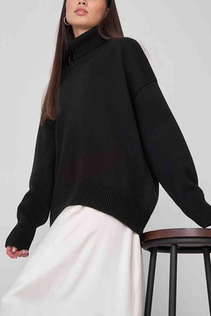 Winter Basic Knit Turtleneck Sweater-MXSTUDIO.COM