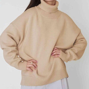Winter Basic Knit Turtleneck Sweater-MXSTUDIO.COM