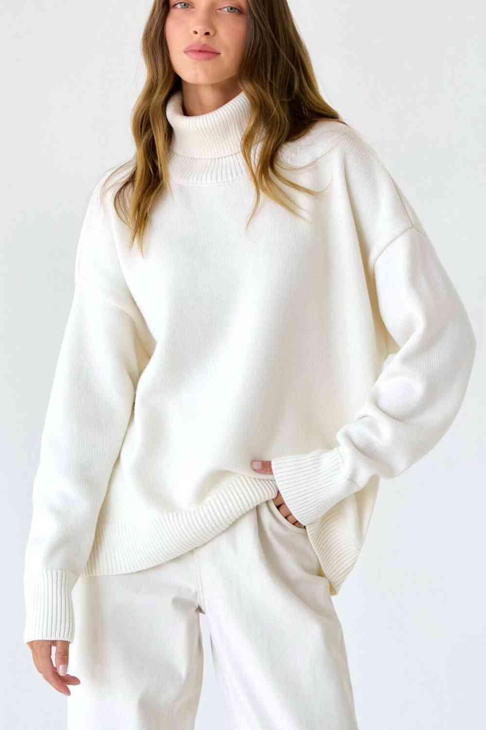 Winter Basic Knit Turtleneck Sweater-MXSTUDIO.COM