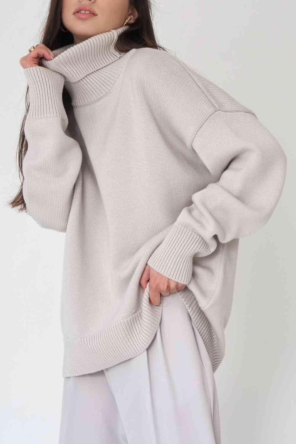 Winter Basic Knit Turtleneck Sweater-MXSTUDIO.COM
