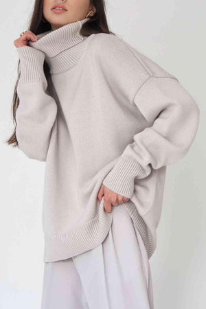 Winter Basic Knit Turtleneck Sweater-MXSTUDIO.COM