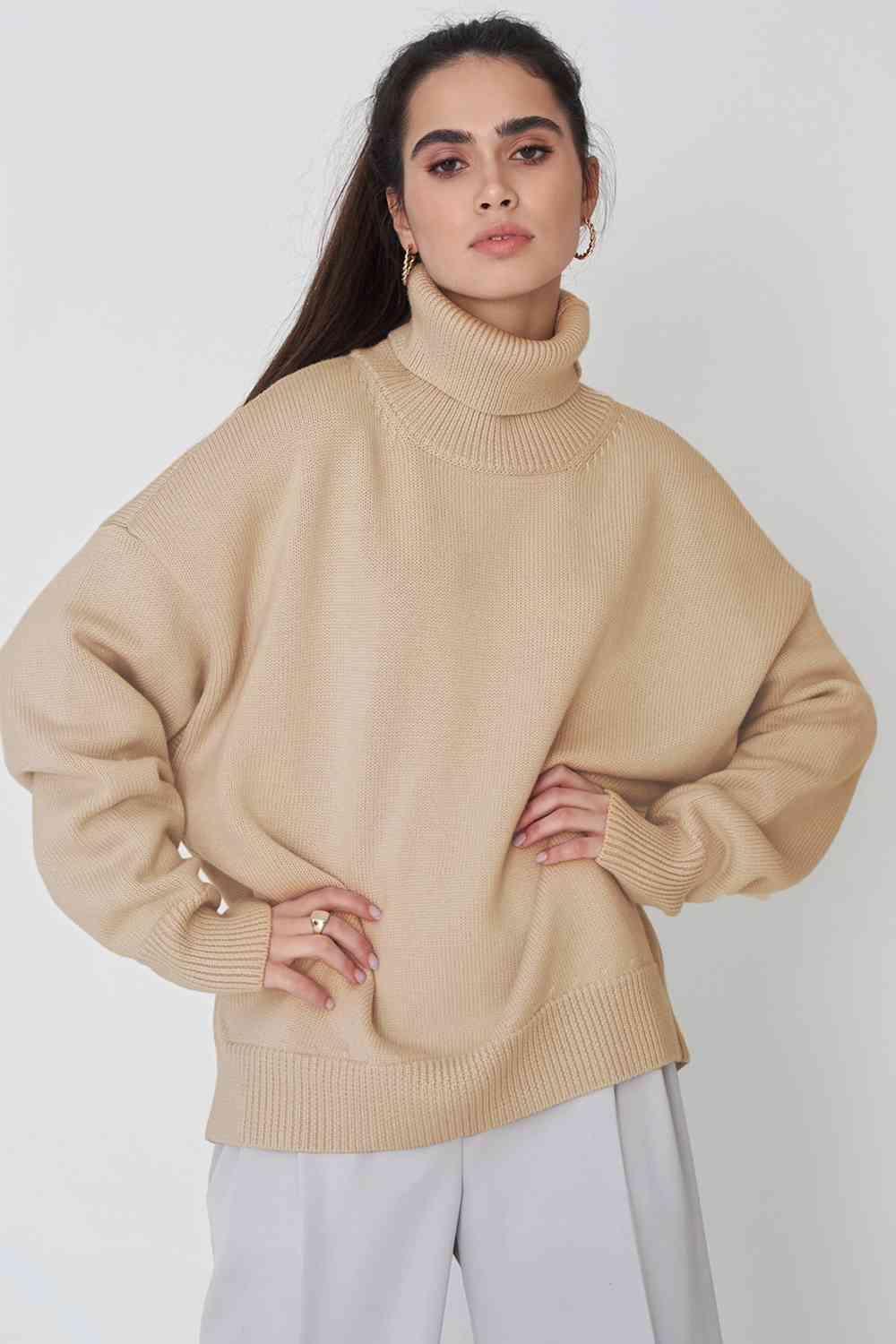 Winter Basic Knit Turtleneck Sweater-MXSTUDIO.COM