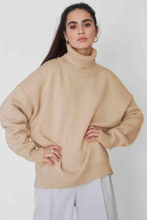 Winter Basic Knit Turtleneck Sweater-MXSTUDIO.COM