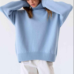 Winter Basic Knit Turtleneck Sweater-MXSTUDIO.COM