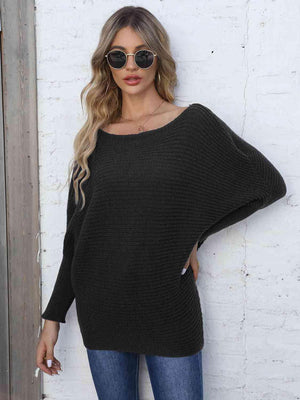 Winter Charisma Boat Neck Dolman Sleeve Sweater - MXSTUDIO.COM