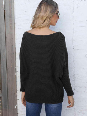 Winter Charisma Boat Neck Dolman Sleeve Sweater - MXSTUDIO.COM