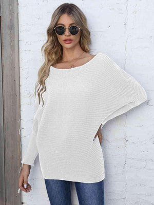 Winter Charisma Boat Neck Dolman Sleeve Sweater - MXSTUDIO.COM