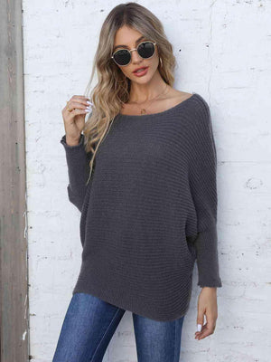 Winter Charisma Boat Neck Dolman Sleeve Sweater - MXSTUDIO.COM