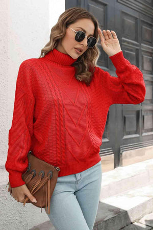 Winter Fashion Turtle Neck Cable Knit Sweater - MXSTUDIO.COM
