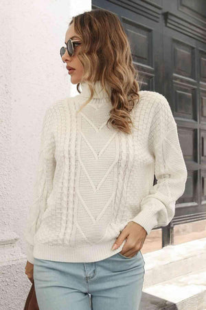 Winter Fashion Turtle Neck Cable Knit Sweater - MXSTUDIO.COM