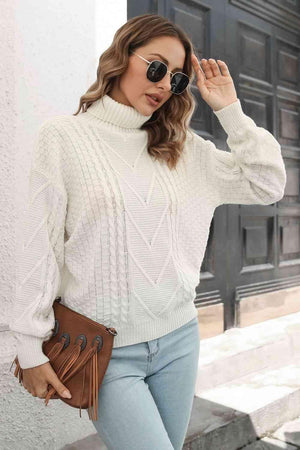 Winter Fashion Turtle Neck Cable Knit Sweater - MXSTUDIO.COM