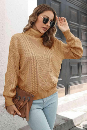 Winter Fashion Turtle Neck Cable Knit Sweater - MXSTUDIO.COM