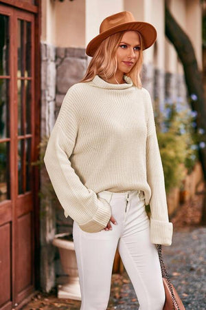Winter Grace Drop Shoulder Cowl Neck Sweater - MXSTUDIO.COM