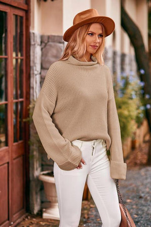 Winter Grace Drop Shoulder Cowl Neck Sweater - MXSTUDIO.COM