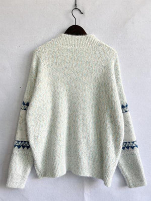 Winter Is Here Geometric Mock Neck Knit Sweater-MXSTUDIO.COM