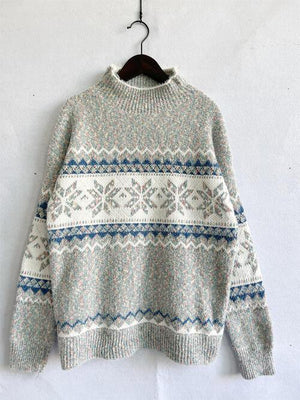 Winter Is Here Geometric Mock Neck Knit Sweater-MXSTUDIO.COM