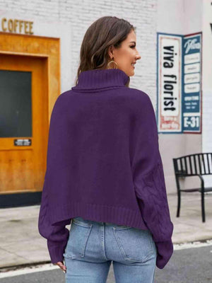 Winter Lady Cable Knit Turtle Neck Sweater - MXSTUDIO.COM