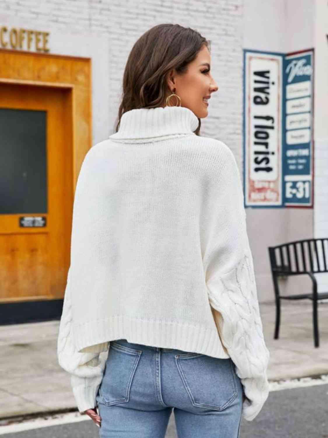 Winter Lady Cable Knit Turtle Neck Sweater - MXSTUDIO.COM