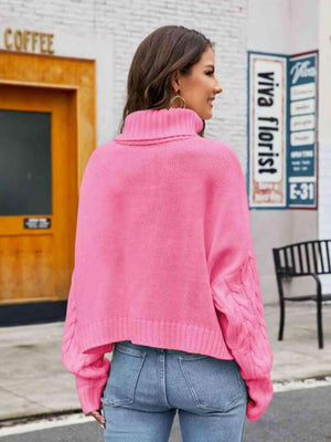 Winter Lady Cable Knit Turtle Neck Sweater - MXSTUDIO.COM