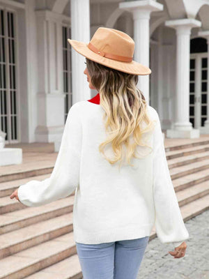 Winter Love Long Sleeve Knitted Heart Sweater - MXSTUDIO.COM