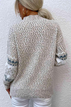 Winter Mood Mock Neck Knit Snowflake Sweater-MXSTUDIO.COM