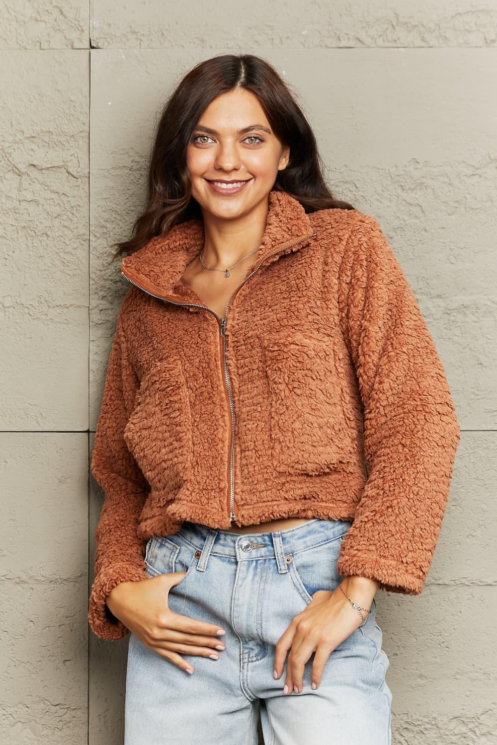 Winter Must-Have Long Sleeve Zip Up Teddy Jacket - MXSTUDIO.COM