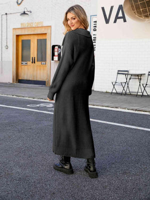 Winter Ready Collared Open Front Duster Cardigan - MXSTUDIO.COM