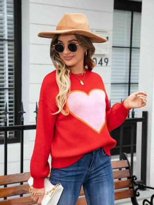 Winter Romance Crew Neck Heart Sweater - MXSTUDIO.COM