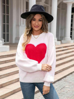 Winter Romance Crew Neck Heart Sweater - MXSTUDIO.COM