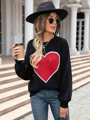 Winter Romance Crew Neck Heart Sweater - MXSTUDIO.COM