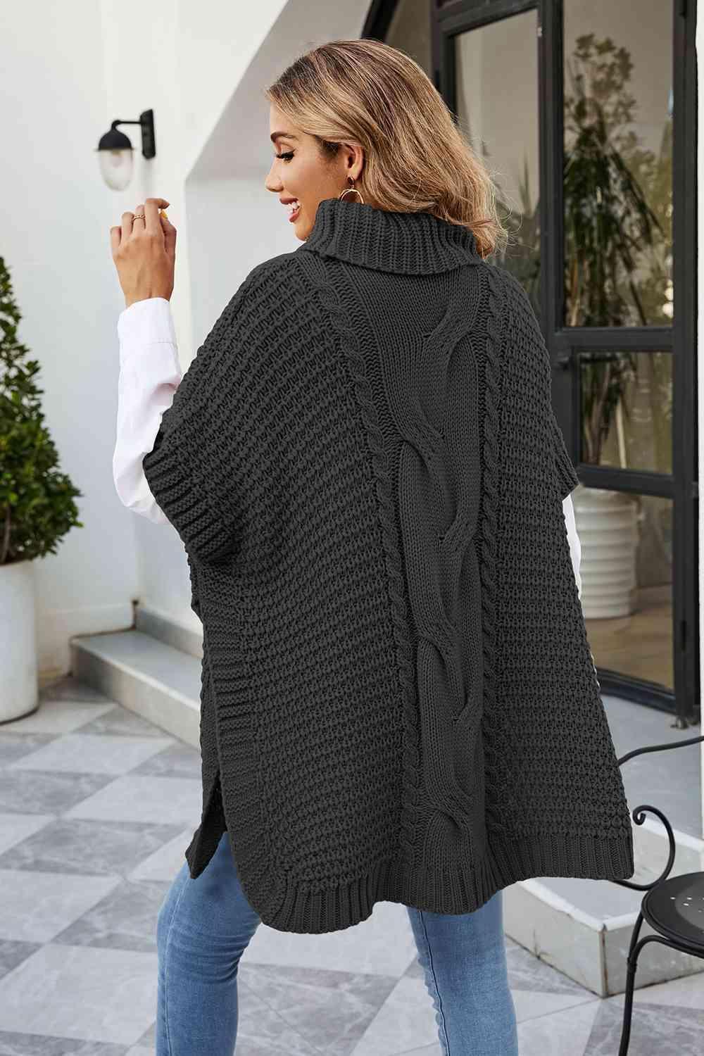 Winter Shield Turtleneck Oversized Short Sleeve Sweater - MXSTUDIO.COM